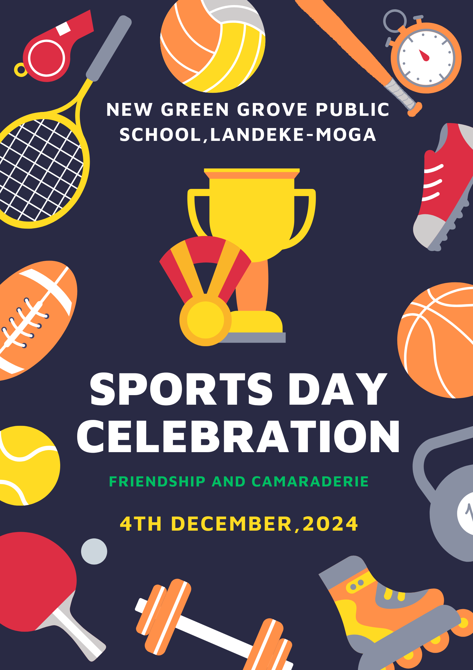 Black Orange Red Yellow Simple Illustrated School Sports Event Poster 1733128296